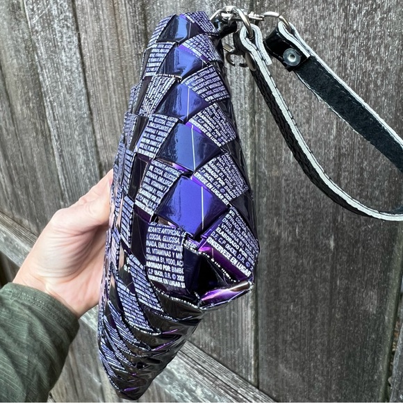 Nahui Ollin Purple Candy Wrapper Purse Clutch, artsy, unique - Picture 6 of 10